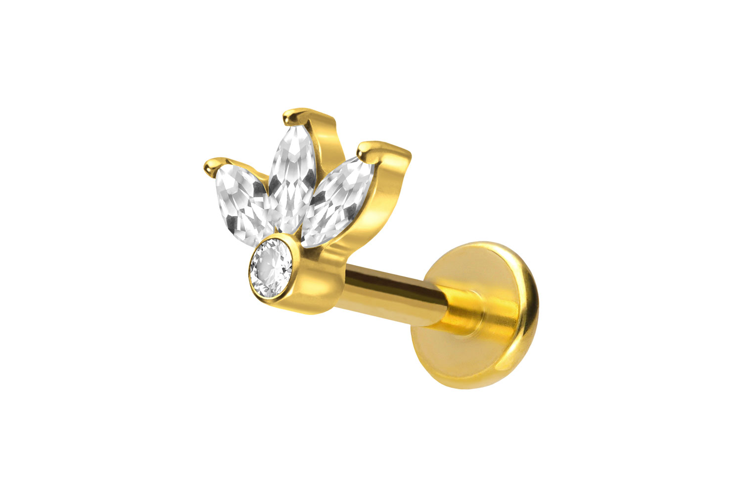 Titan Labret Piercing mit Push Fit LOTUSBLÜTE